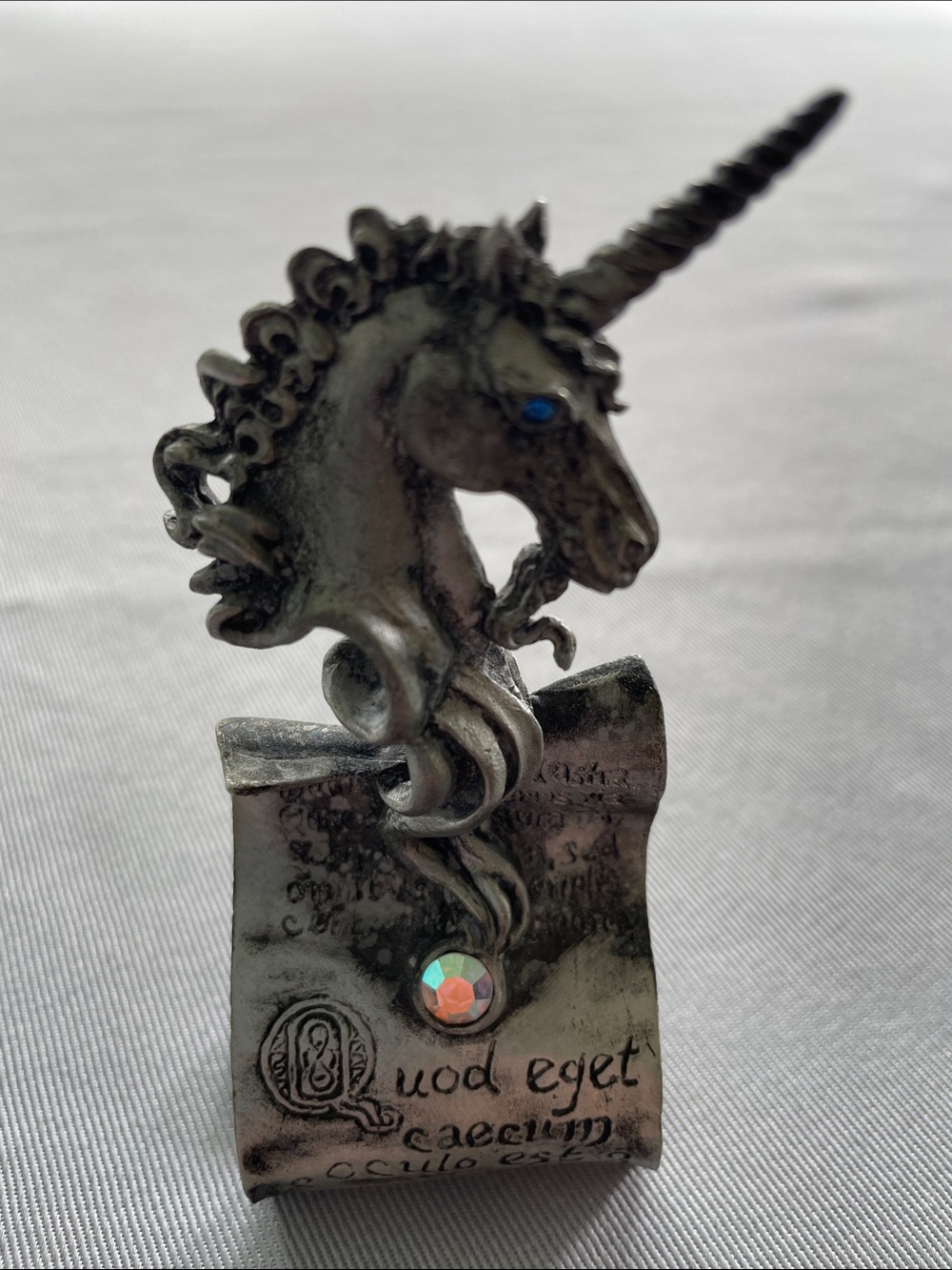 Perth Pewter Unicorn Figurine, Ray Lamb, 1991 with Blue Eye